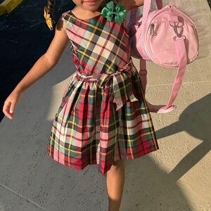 Polo by Ralph Lauren Plaid Kids Dress - Red, Green, Yellow